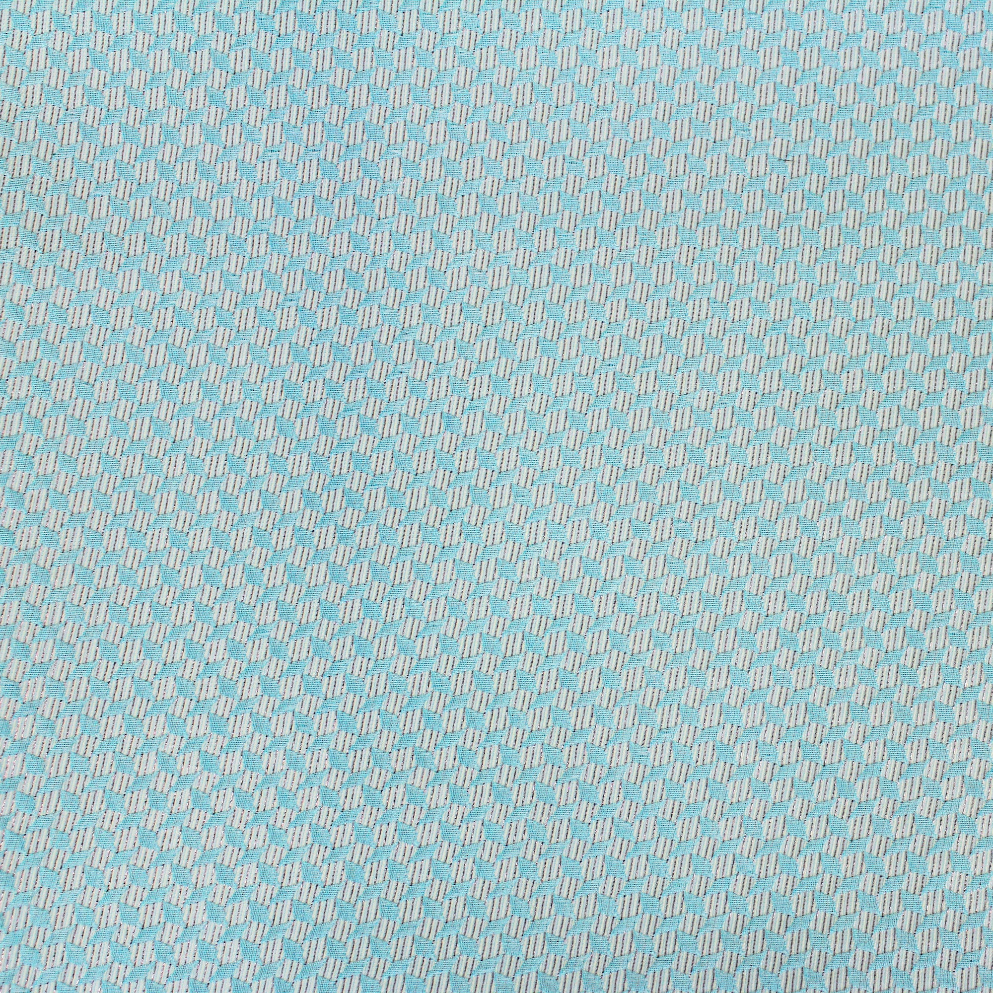 Tissu jacquard en coton bleu et argenté