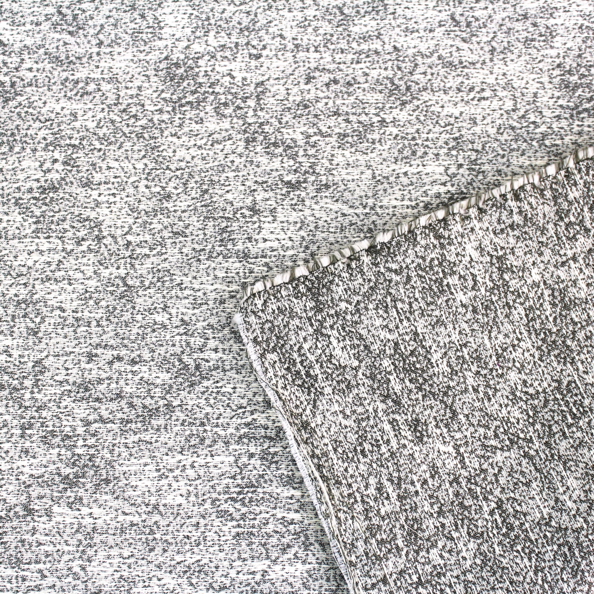 Tissu jacquard en coton chiné gris foncé et blanc